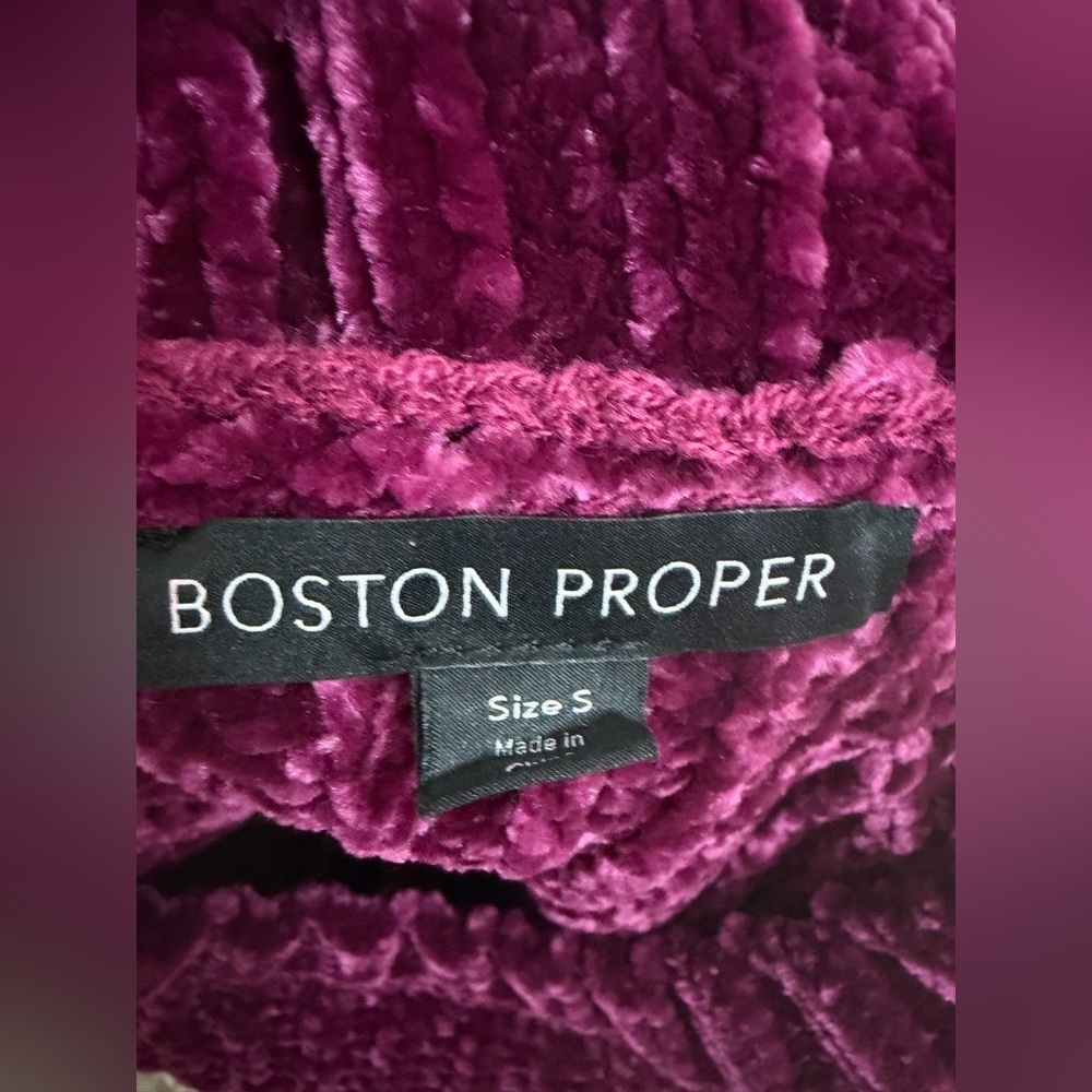 Boston Proper Chenille Cold Shoulder Purple Sweater size S - Picture 3 of 8